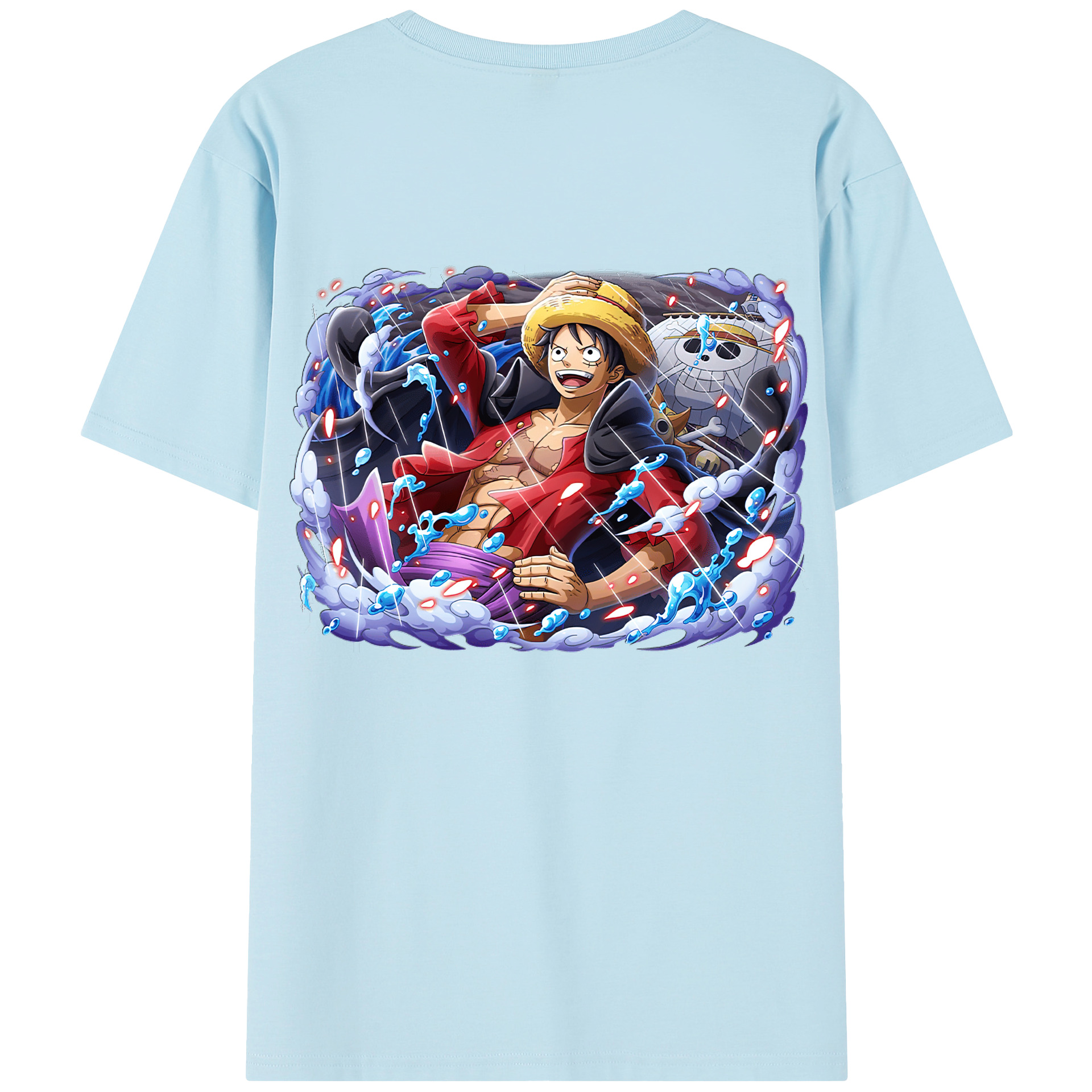 ワンピース モンキー・D・ルフィ ONE PIECE Monkey D. Luffy 綿100％半袖Tシャツ（背面プリント）